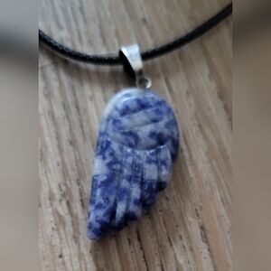 Blue Sodalite Angel Wing Pendant Necklace